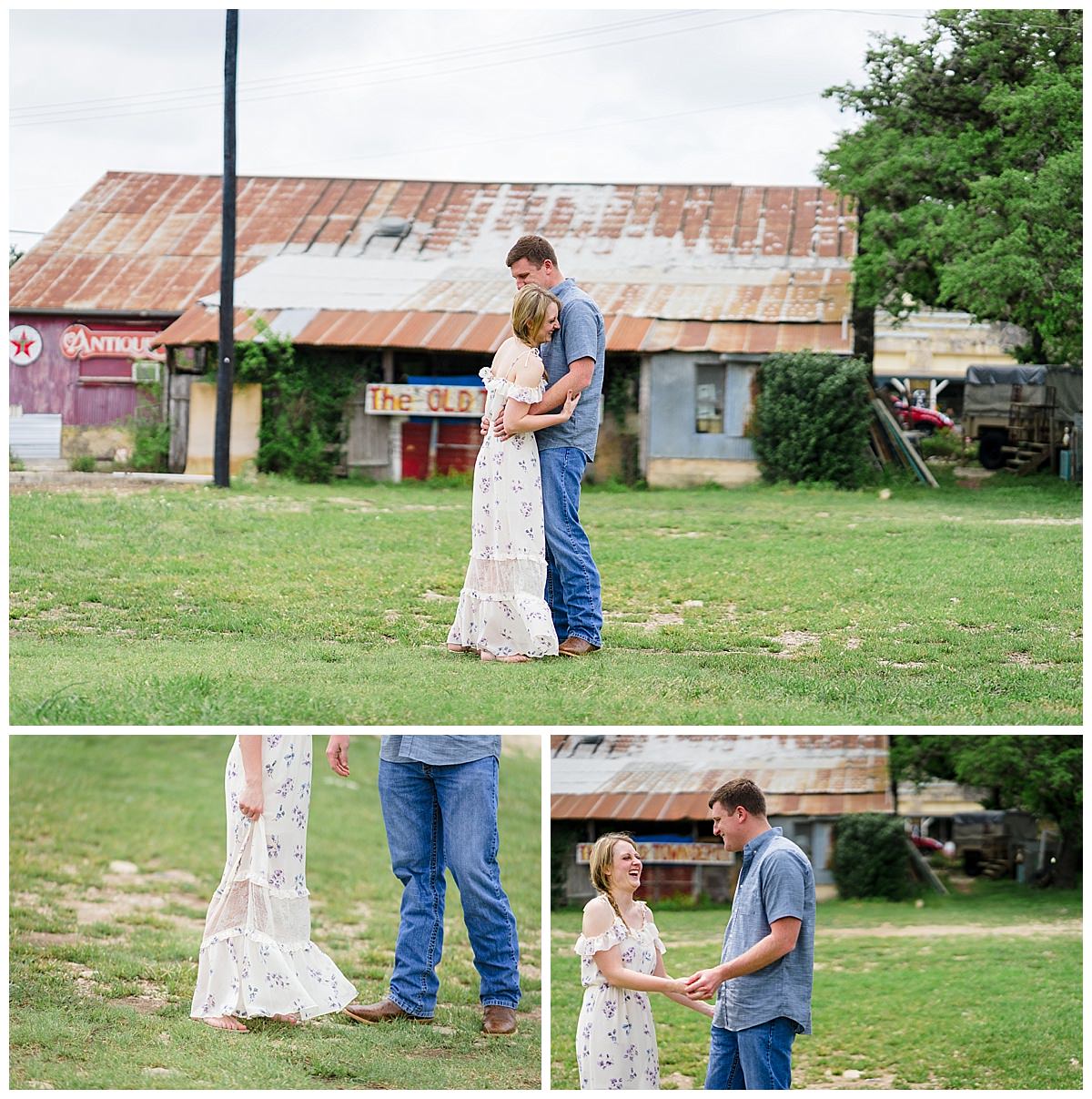Couple embracing at Helotes, Texas.